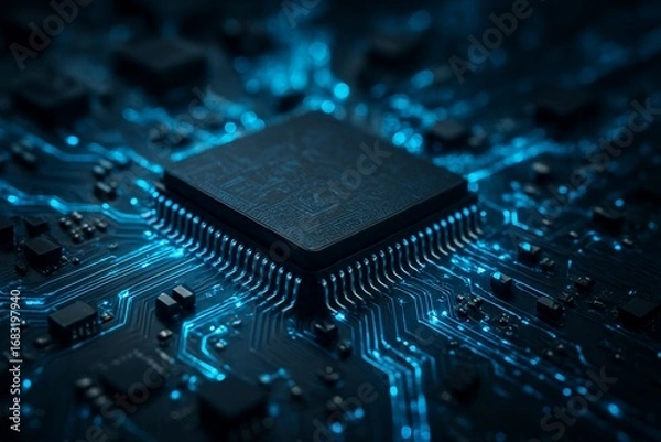 Obraz Glowing Microchip Close-Up