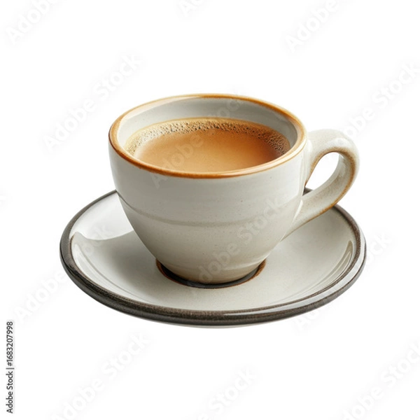 Fototapeta Steaming cup of coffee on a saucer showcasing its rich color and inviting aroma against a perfect for a cozy morning or afternoon break on transparent background