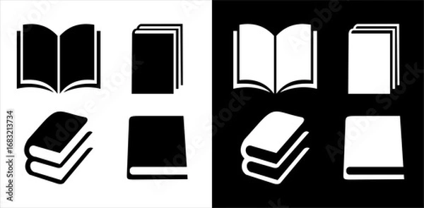 Obraz Set of books vector icons. Open and closed paper books. Read literature. New knowledge.