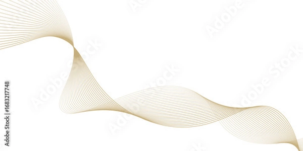 Fototapeta Luxury abstract gold wavy line pattern (guilloche curves) with copy space. Elegant golden color smooth gradient on white background. Premium vector striped texture for banner, business backdrop.