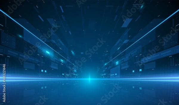 Fototapeta Abstract technology blue light corridor effect