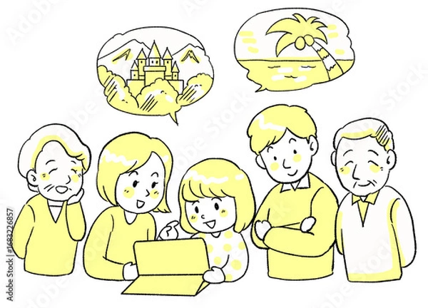 Obraz 旅行の計画を立てる家族