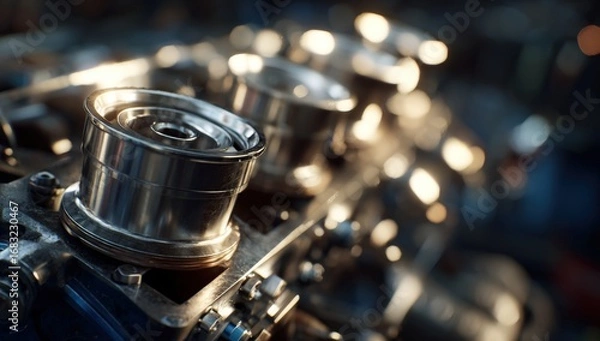 Fototapeta Close-up of intricate engine components