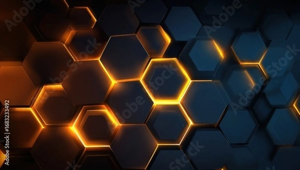 Fototapeta Abstract geometric pattern of glowing hexagons