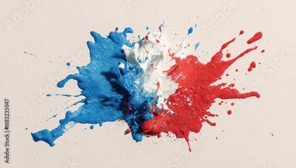 Fototapeta Abstract paint splatter in red, white, and blue