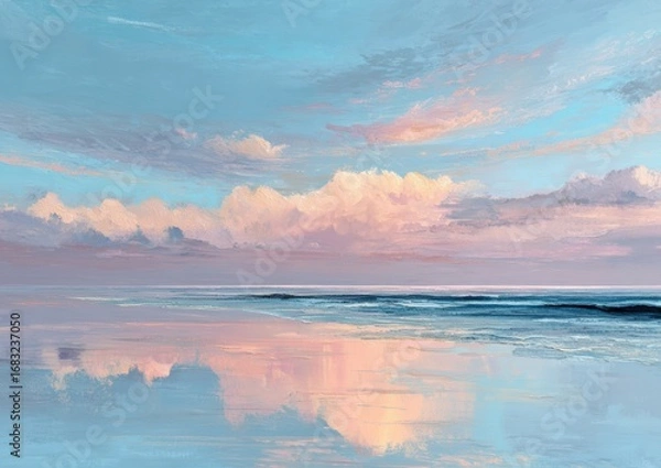 Fototapeta Pastel sunset over a calm beach