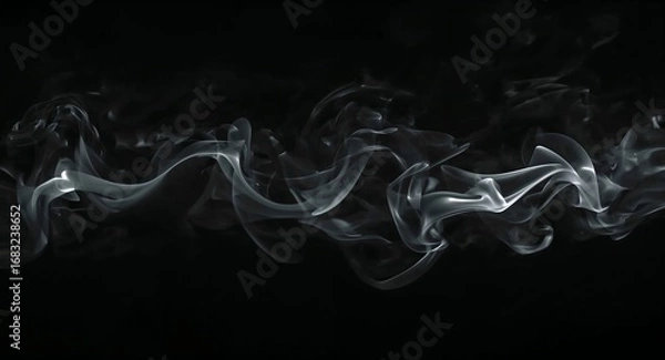 Fototapeta Abstract smoke wave floating against a dark background, forming a visual texture