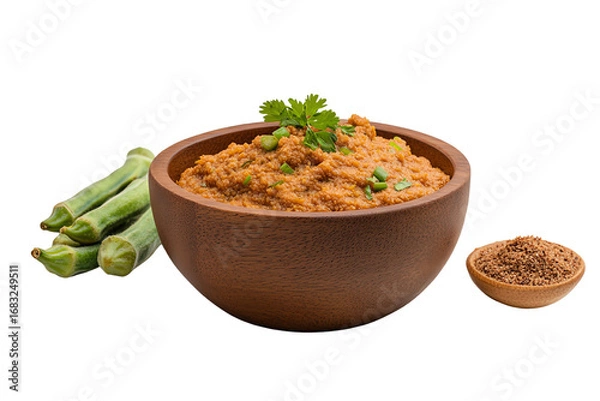 Fototapeta Delicious bowl of spicy Indian chutney with fresh ingredients and spices, perfect for enhancing any meal.