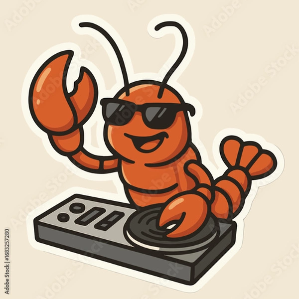 Obraz funny vector illustration of a crab as a DJ