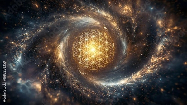 Fototapeta A cosmic abundance artwork centered on sacred geometry