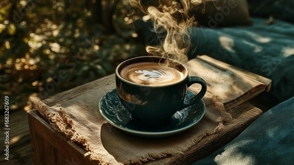 Obraz Steaming Latte, Outdoor Coffee