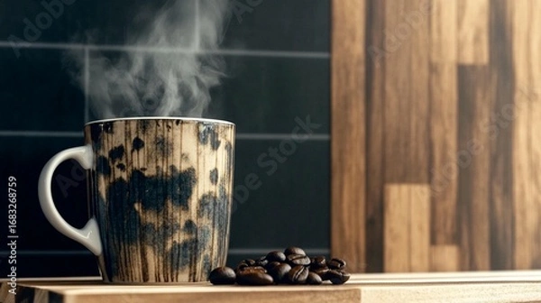 Obraz Steaming Coffee Mug & Beans
