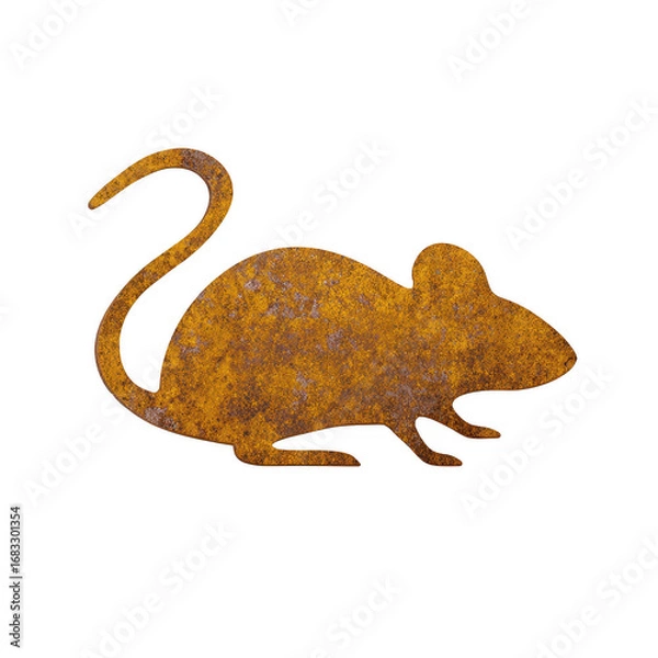 Obraz Rusty metal mouse silhouette on black background for creative use