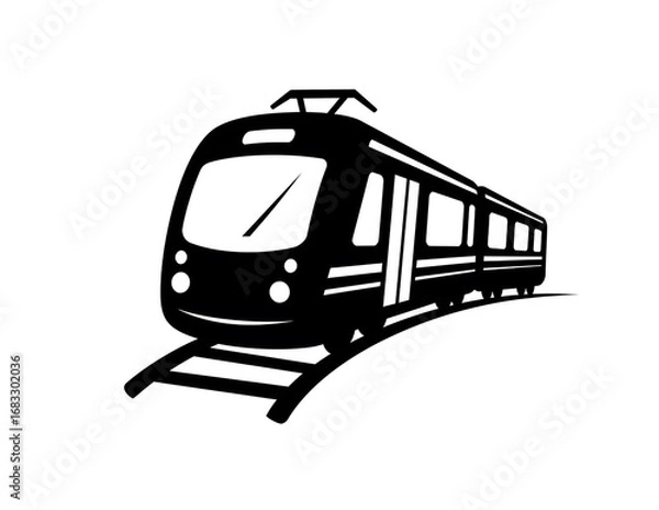 Fototapeta Modern electric train silhouette on transparent background isolated on transparent background