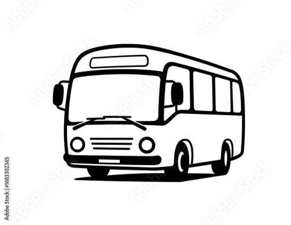 Fototapeta Simple outline drawing of a bus isolated on transparent background