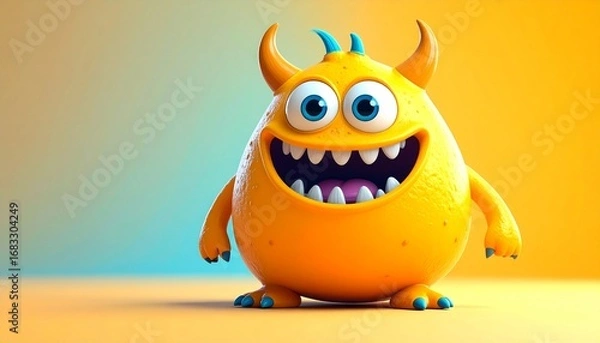 Fototapeta One-Horned Cheery Blob