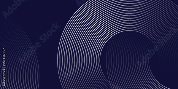 Fototapeta Abstract blue glowing geometric lines on dark blue background. Modern shiny blue circle lines pattern. Futuristic technology concept. Suit for cover, poster, banner, brochure, header, website