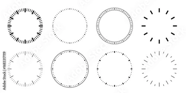 Obraz vector clock face set, clipart isolated on transparent background. 