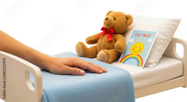 Obraz caring a bed hand well card get with bear and Teddy in