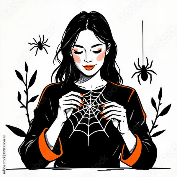 Fototapeta Creating a spider web with care, enchanting atmosphere, soft tones