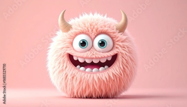 Fototapeta Fluffy Blob with Tiny Horns