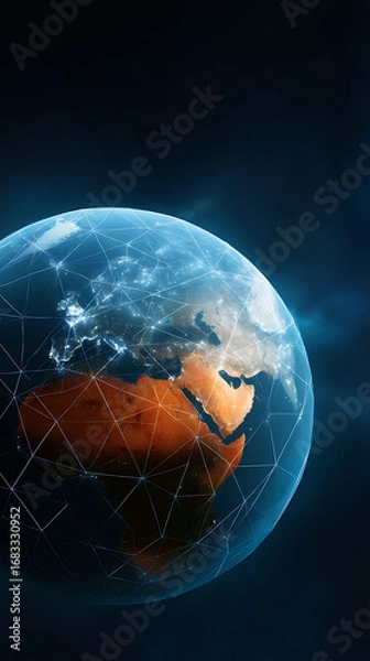 Fototapeta Global Map with Connections and Network Lines Visualizing Digital World Concepts