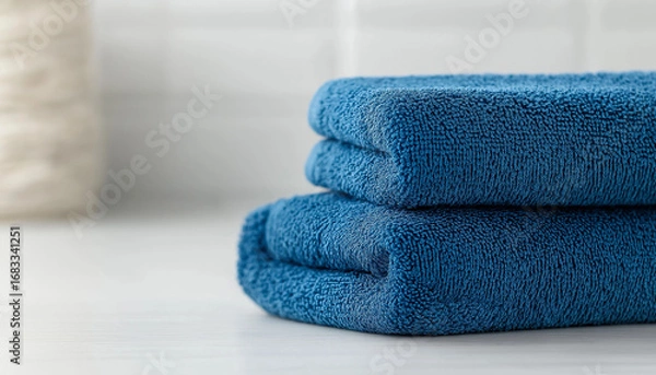 Obraz AI generator images of Home Textiles Manufacturer ,Cheer Collection Luxurious Towel Set - Super Soft and Absorbent 2-3 Piece Towel Set in Dark Blue for Home and Bath Bulk Supplier Dobby Border Cotton 