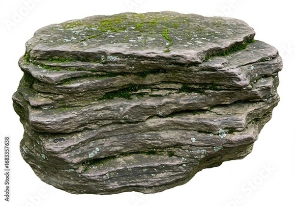 Fototapeta 重なる岩肌　苔むす自然石　背景透過写真