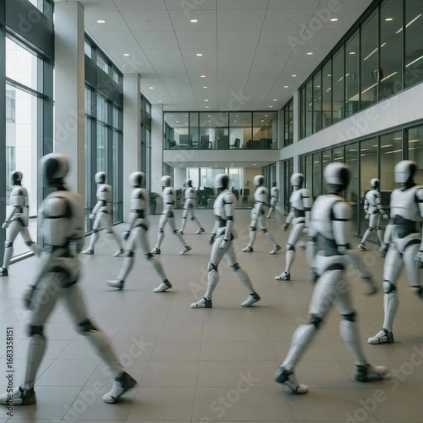 Fototapeta office artificial intelligence replacement human collaboration automation corporate efficiency ai