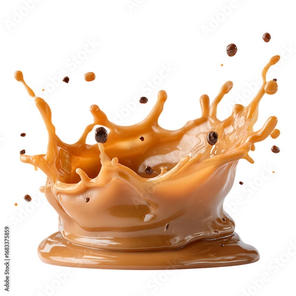 Obraz Dynamic coffee splash with coffee beans.