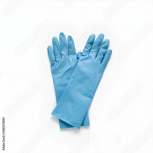 Fototapeta A pair of blue surgical gloves folded neatly, clean vector style.