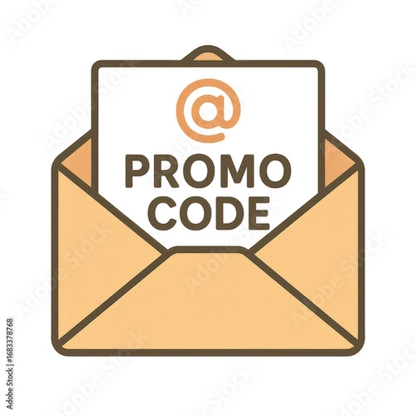 Fototapeta An Eye-Catching Envelope Illustration Featuring a Prominent Promo Code Highlight That Captures Attention and Encourages Engagement with Marketing Offers isolated on white or transparent png