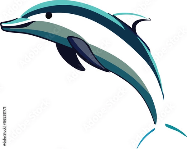 Fototapeta vector illustration of dolphin isolated on white background