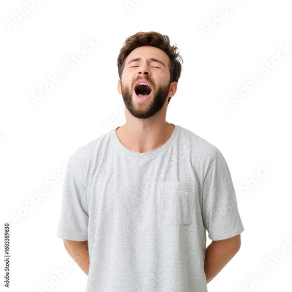 Fototapeta Yawning Man isoleted on transparent background.