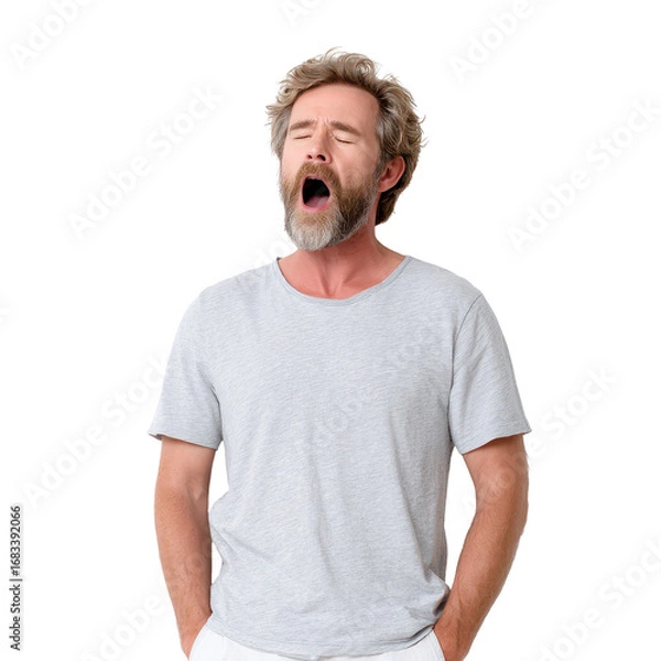 Fototapeta Yawning Man isoleted on transparent background.