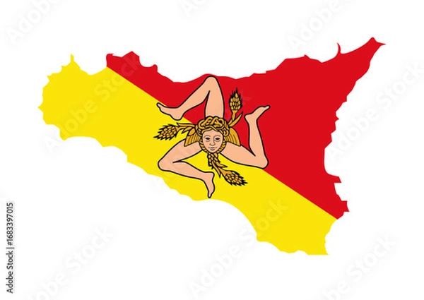 Fototapeta Sicily flag map