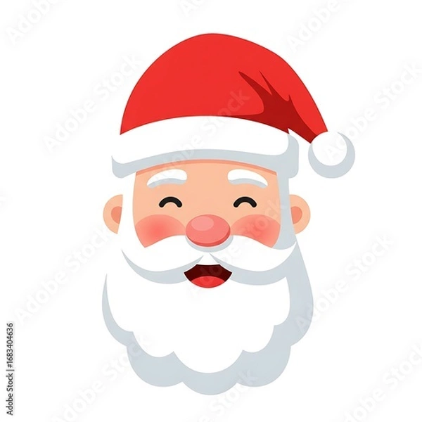 Fototapeta flat icon of smiling santa claus head, isolated on white background