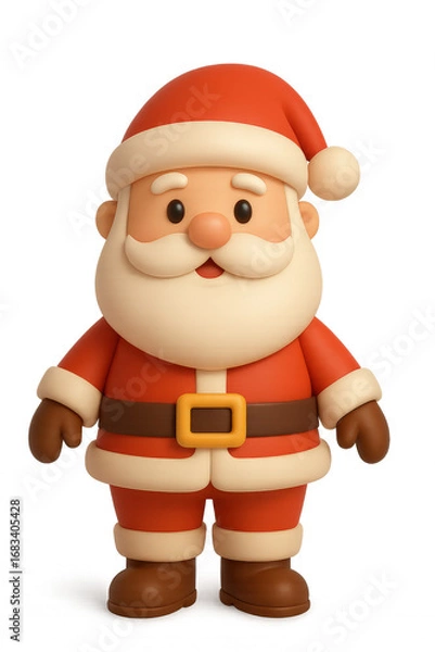 Fototapeta Cheerful Cartoon Santa Claus in Bright Red Suit with White Beard, Capturing the Joy of the Holiday Season and Evoking Festive Cheer and Warmth isolated on white or transparent png