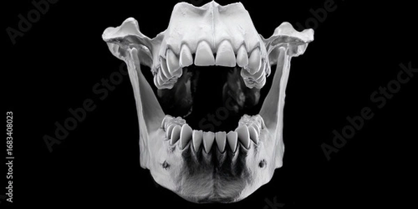 Obraz Conceptual X ray style illustration of human jaw bone in monochrome anatomical visualization - AI generated