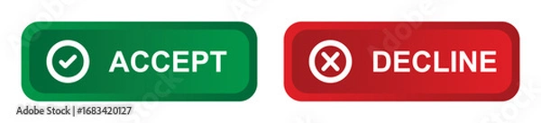 Fototapeta Accept and decline button. colourful buttons vector illustration.