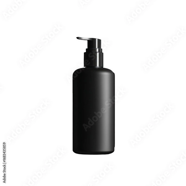 Fototapeta Dark black bottle, pump dispenser