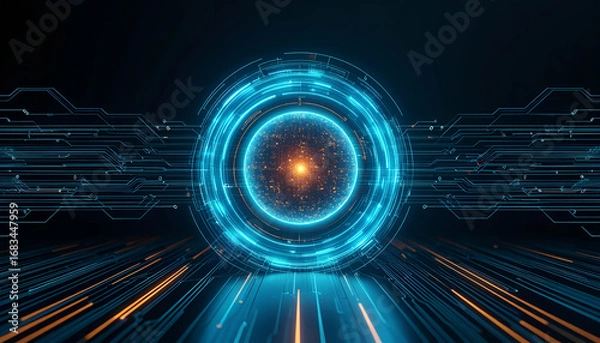 Fototapeta Futuristic Digital Core Data Network Artificial Intelligence