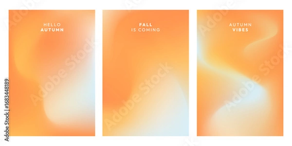 Obraz Abstract autumn gradient background set with smooth orange and soft pastel tones. Minimal fluid shapes. Modern seasonal design for posters, banners, invitations, social media, and digital projects.