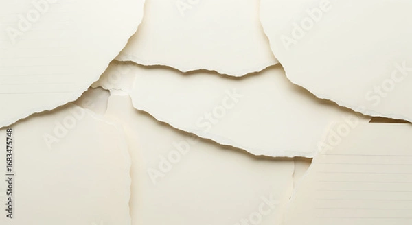 Fototapeta Torn white paper pieces texture background, abstract collage pattern design