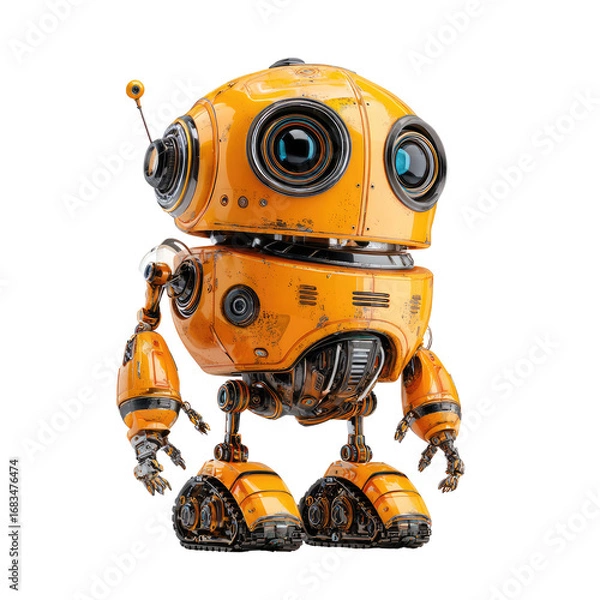 Obraz Cute orange robot with exposed gears