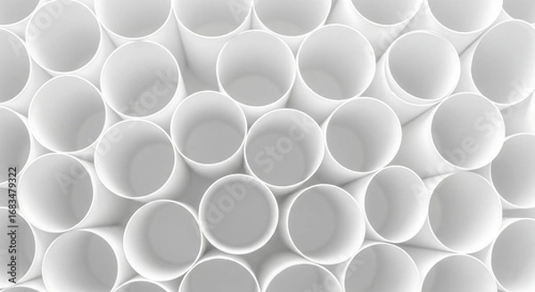 Fototapeta White cylindrical tubes creating a textured pattern and abstract background