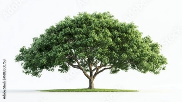 Fototapeta Growing majestic trees with thick green leaves in lush environments captured from ground level for nature lovers