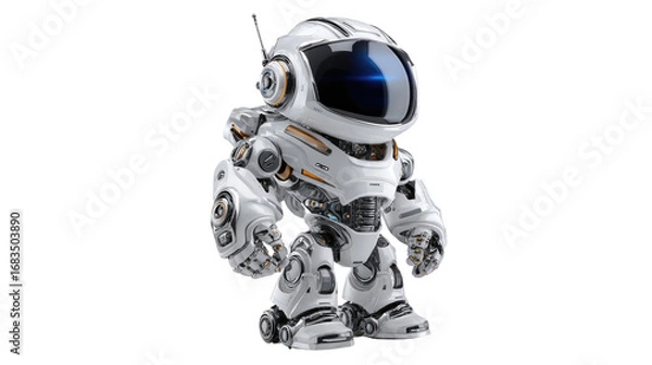 Fototapeta Mechanical Marvel: A whimsical robot design showcasing intricate mechanical detailing and futuristic elements, perfect for sci-fi concepts and technological themes.