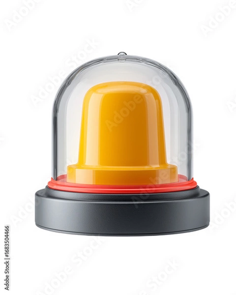 Fototapeta Transparent system alert pop-up design with amber warning light Isolated on a transparent background