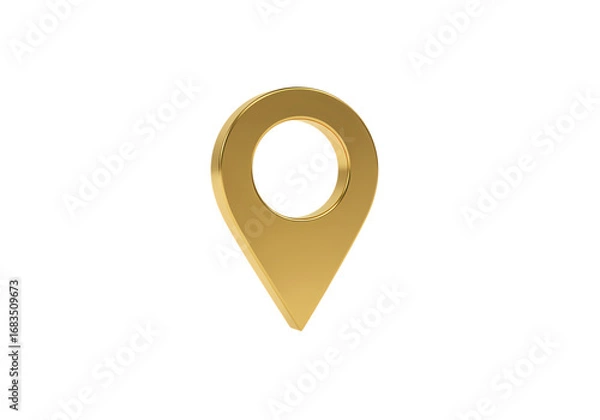 Fototapeta Golden Map Pointer: Location Marker Icon